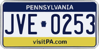 PA license plate JVE0253
