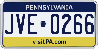 PA license plate JVE0266