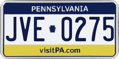 PA license plate JVE0275