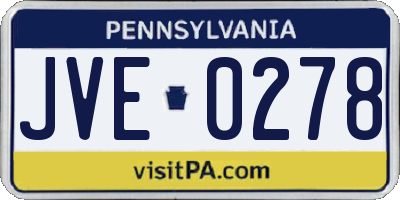 PA license plate JVE0278