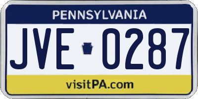 PA license plate JVE0287