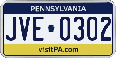 PA license plate JVE0302