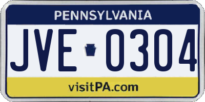PA license plate JVE0304
