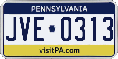 PA license plate JVE0313