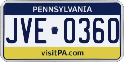 PA license plate JVE0360