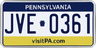 PA license plate JVE0361