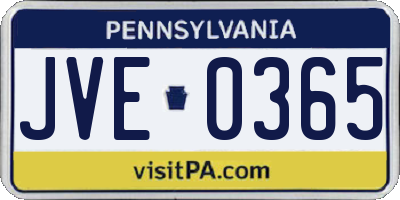 PA license plate JVE0365