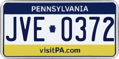 PA license plate JVE0372