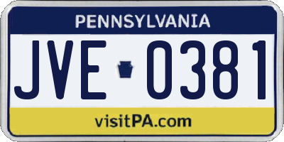 PA license plate JVE0381