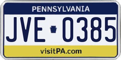 PA license plate JVE0385