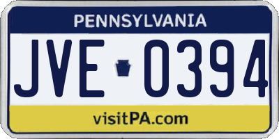 PA license plate JVE0394