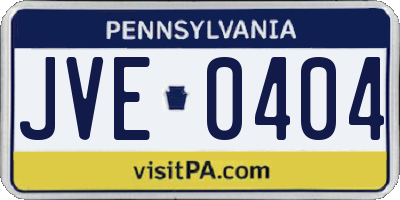 PA license plate JVE0404