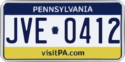PA license plate JVE0412
