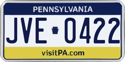 PA license plate JVE0422