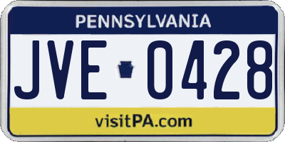 PA license plate JVE0428