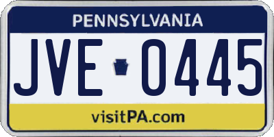 PA license plate JVE0445
