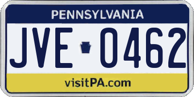 PA license plate JVE0462