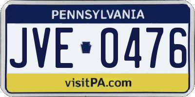 PA license plate JVE0476