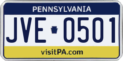 PA license plate JVE0501