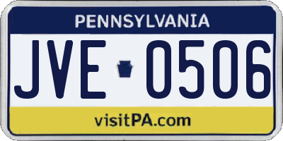 PA license plate JVE0506