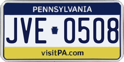 PA license plate JVE0508