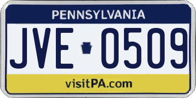 PA license plate JVE0509