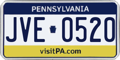 PA license plate JVE0520