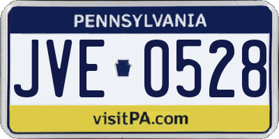PA license plate JVE0528