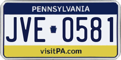 PA license plate JVE0581
