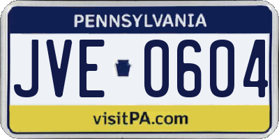 PA license plate JVE0604