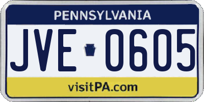 PA license plate JVE0605