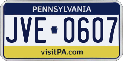 PA license plate JVE0607