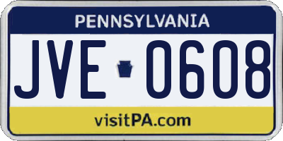 PA license plate JVE0608