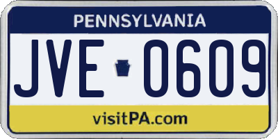 PA license plate JVE0609