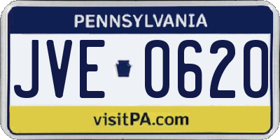 PA license plate JVE0620