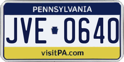 PA license plate JVE0640