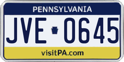 PA license plate JVE0645