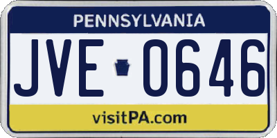 PA license plate JVE0646