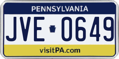 PA license plate JVE0649