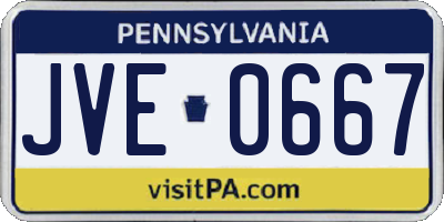 PA license plate JVE0667