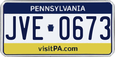 PA license plate JVE0673
