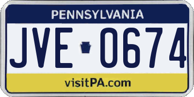 PA license plate JVE0674