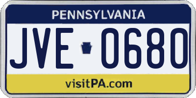 PA license plate JVE0680