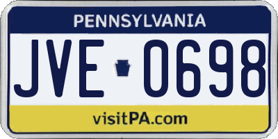 PA license plate JVE0698