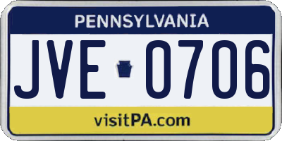 PA license plate JVE0706