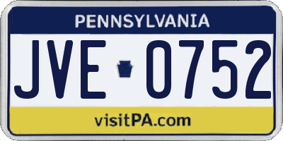 PA license plate JVE0752