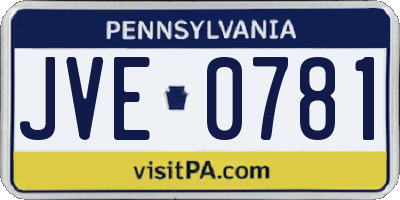 PA license plate JVE0781