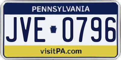 PA license plate JVE0796
