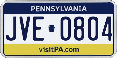 PA license plate JVE0804