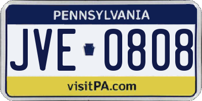 PA license plate JVE0808